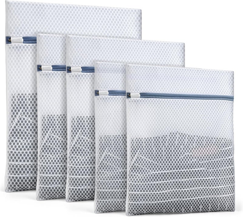 KWULP Heavy-Duty Honeycomb Mesh Laundry Bags, 5-Pack (2 Small 9x12, 2 Medium 12x16, 1 Large 16x20) | Delicates Wash Bags for Lingerie & Baby Clothes - Image 1